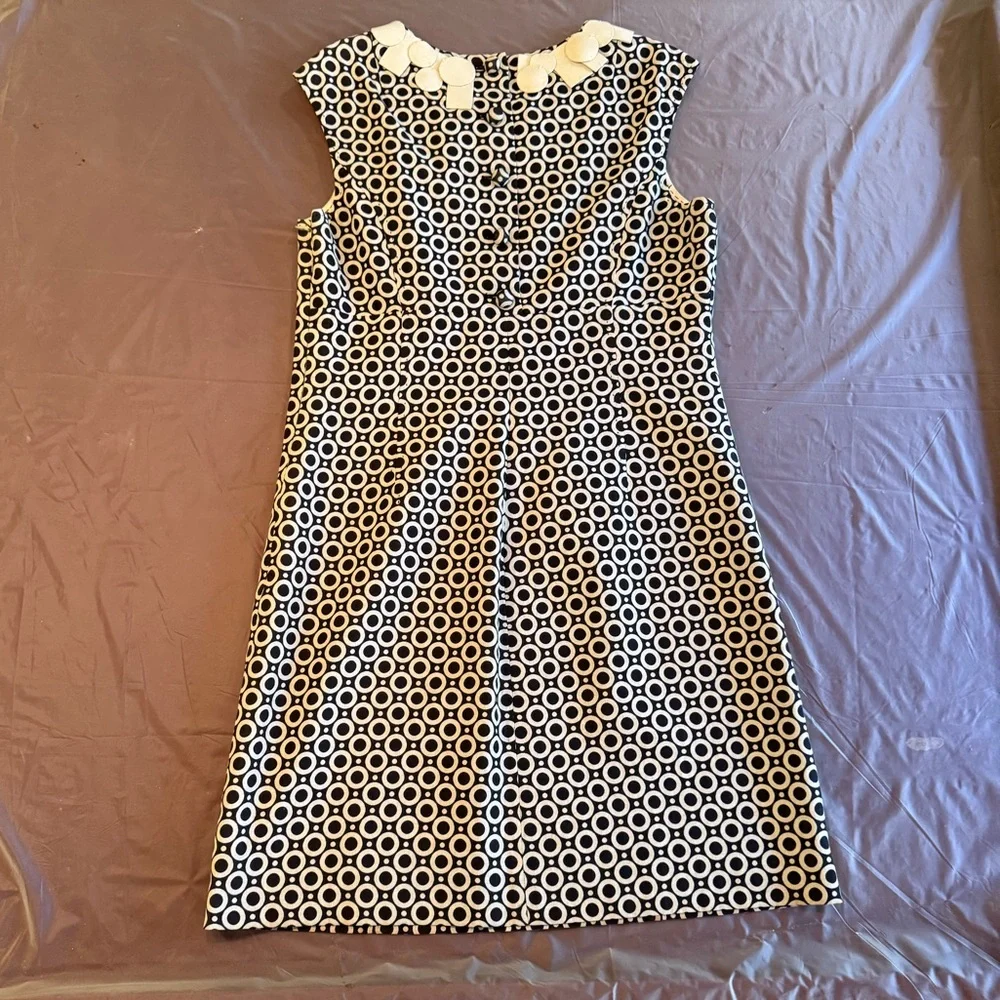 Etcetera by Carlisle Navy/Cream Cap Sleeve Shift Dress size 14/Large - Picture 3 of 9